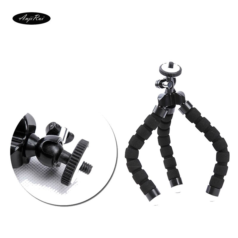 Anjirui Mini Flexibele Draagbare Spons Octopus Statief Flexibele Voor Gopro Slr Dslr Dv Camera Kleine Camera Telefoon Houder Stand: black