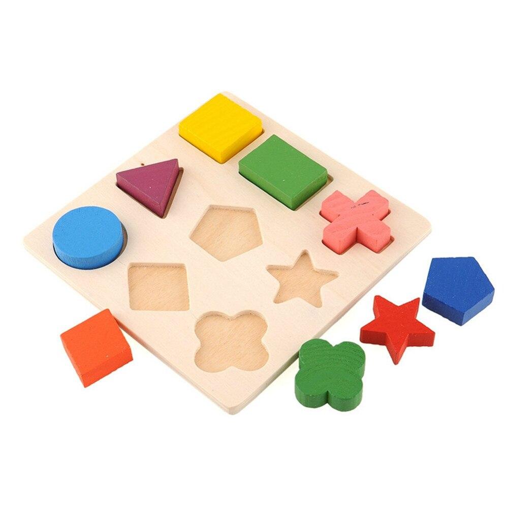 Clearance!Wooden Geometric Shapes Puzzle Sorting Math Bricks Preschool Learning Educational Game Toddler Toys for Children