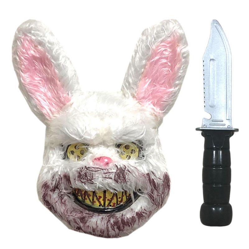Adulte enfants Halloween en peluche Animal sanglant lapin ours masque mascarade effrayant Performance accessoire effrayant visage monstre déguisement fournitures: A