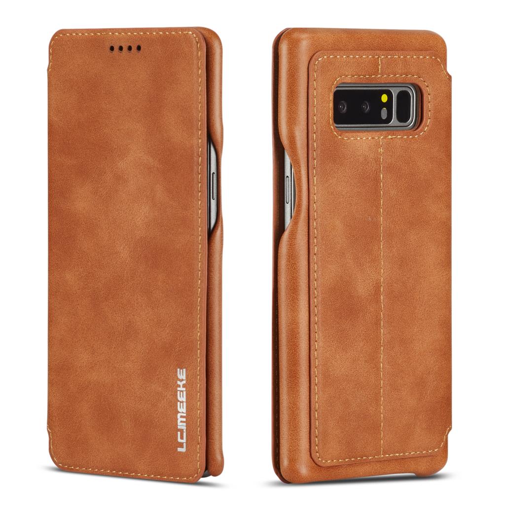 Funda con tapa magnética de lujo LC. Imeke para Samsung Galaxy Note 8 N950F, Funda de cuero retro para negocios, funda simple