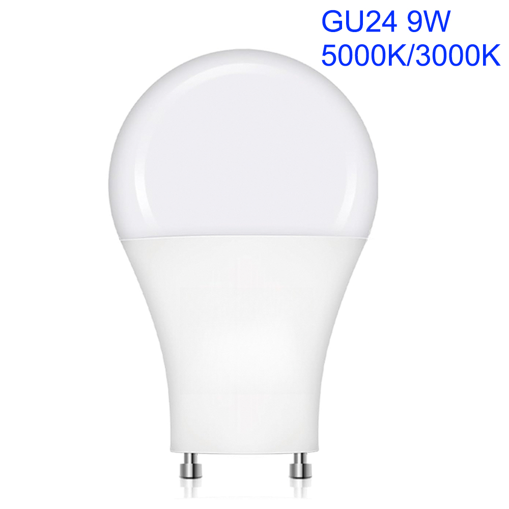 GU24 LED Light Bulb 5000K Daylight 9W A19 Shape GU24 LED Bulbs Twist and Lock GU24 Pin Base Non-Dimmable Replace 13W CFL Light