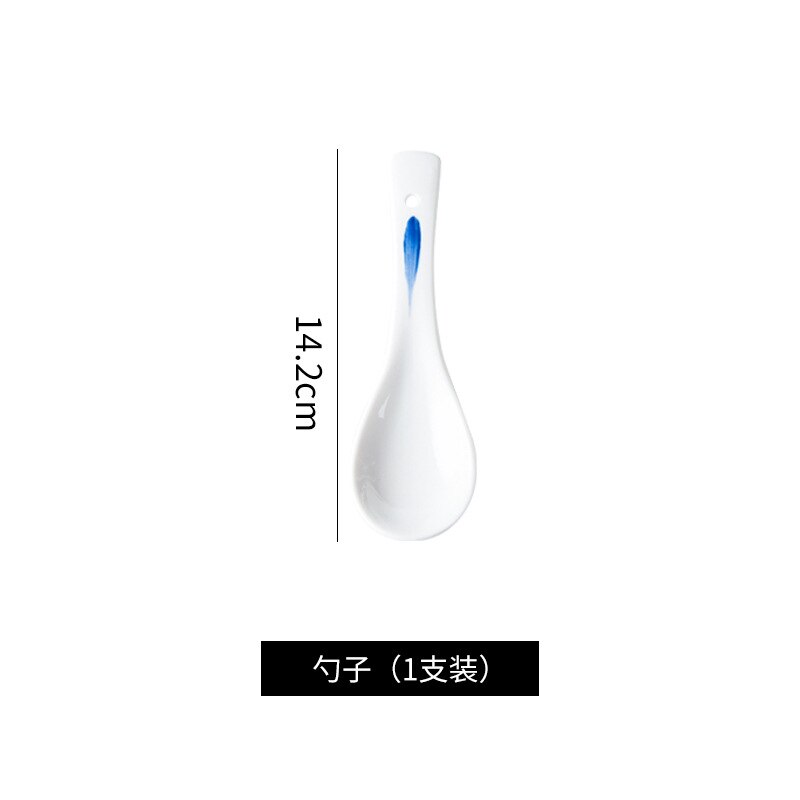 5PCS/SET Hand Drawn Japanese Ceramic Soup Spoons Environmental Protection Healthy Porcelain Household Tableware Spoons