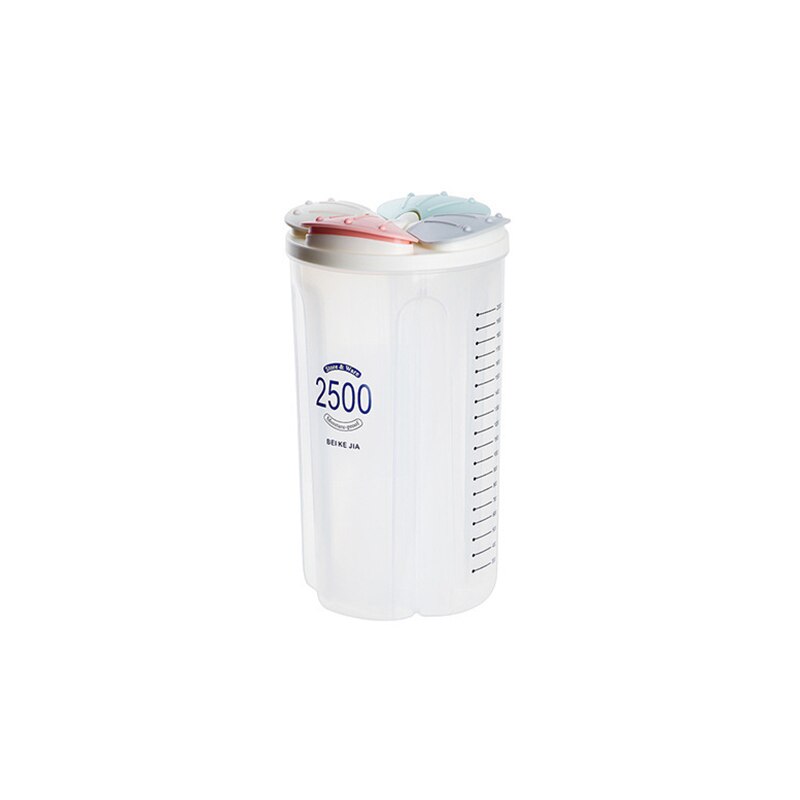 2/3/4 gitter roterende plast korndispenser oppbevaringsboks kjøkken mat ris container oppbevaring mel korn oppbevaring flaske krukke: 4 rutenett 2500ml