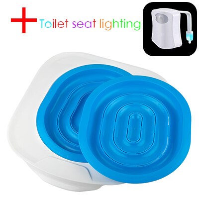 40*40*3.5cm abs kjæledyr toalett trener valp katt toalett søppel trener kattesceaning trening toalett utstyr med toalett sete belysning: Legg til setebelysning