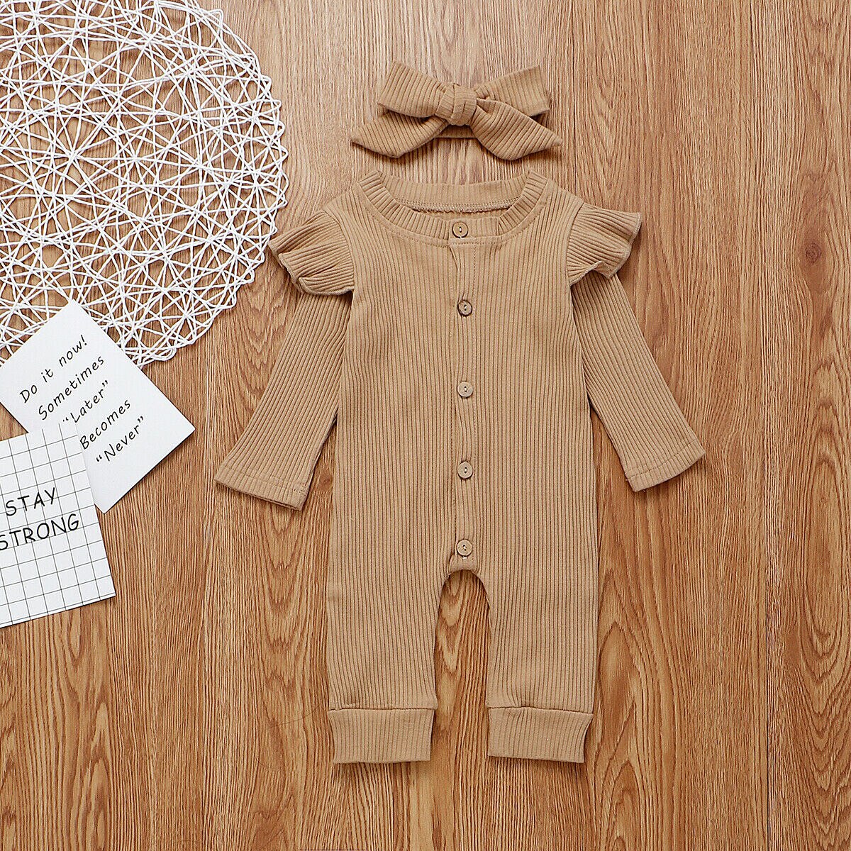 2Stck Neugeborenen Baby Mädchen Jungen Kleidung Gestrickte Baumwolle Strampler Gesamt Solide Outfits 0-24M
