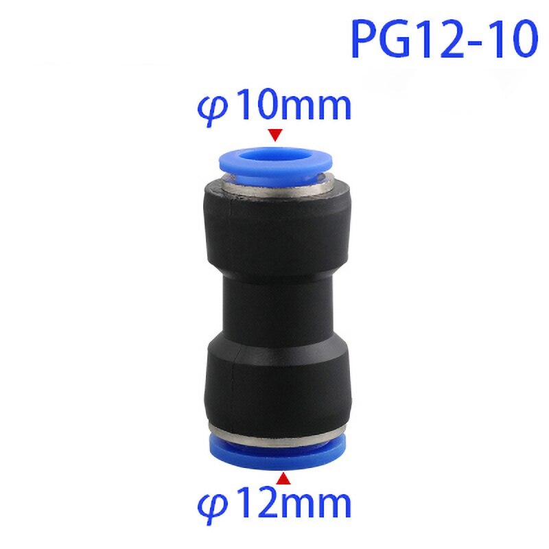 1Pcs Pneumatic Quick Coupling Gas Pipe Plastic Connector PG-4 6 8 10 12mm Reduced diameter pneumatic joint: PG 12-10mm