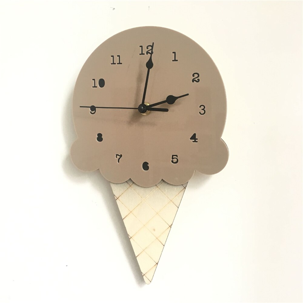 Nordic Ice Cream Wall Clocks Cute Creativity Cartoon Mute Watch Wall Home Decor Kids Room Wall Decoration Cute Ornament