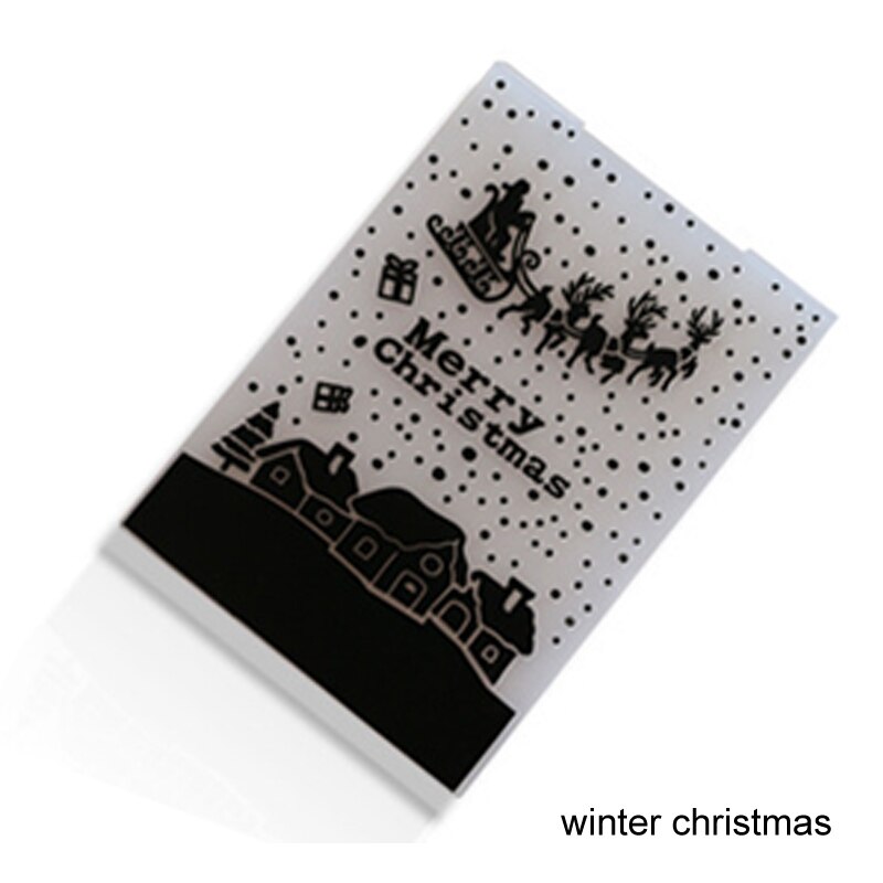 Jul serie fondantcake dekoration skimmel bump plast prægning mappe papir kort håndværk kort gør bryllup plast skabelon: Vinter jul
