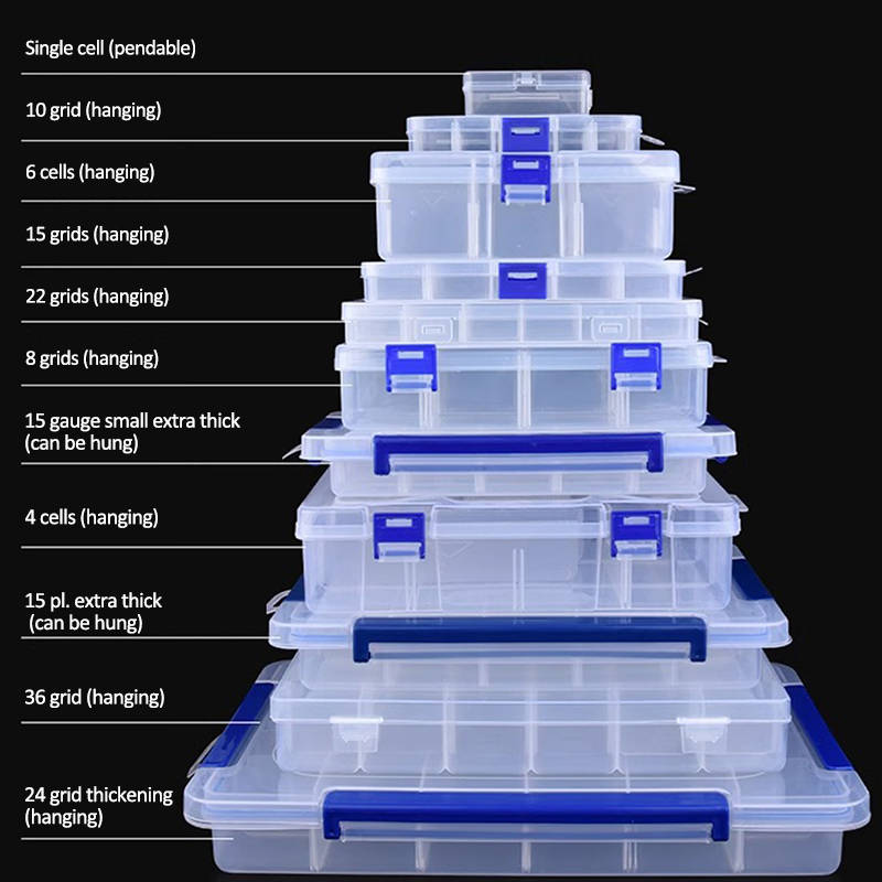 Transparante plastic doos Grote capaciteit Compartiment Organizer Box Onderdeel Gereedschapskist Meercellige materiaal Model Accessoires Opbergdoos