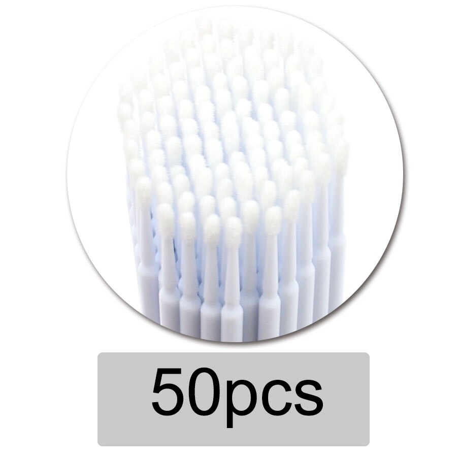50pcs Disposable MicroBrush Eyelashes Extension Individual Lash Removing Swab Micro Brush For Eyelash Extension Tools: 50 pcs white