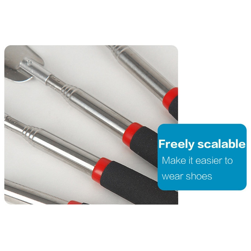 Silver Long Handle Shoehorn Flexible Stainless Steel Shoe Horn Stick Shoe Lifter Tool Shoe Spoon Tool 26.5~74.5cm