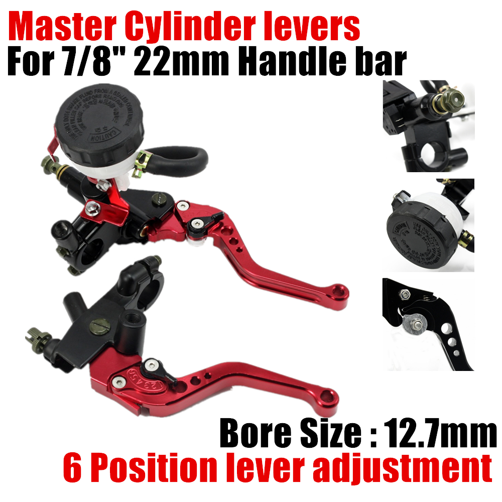Universal 7/8" Motorcycle Brake & Clutch Lever Master Cylinder Reservoir Set – Blue