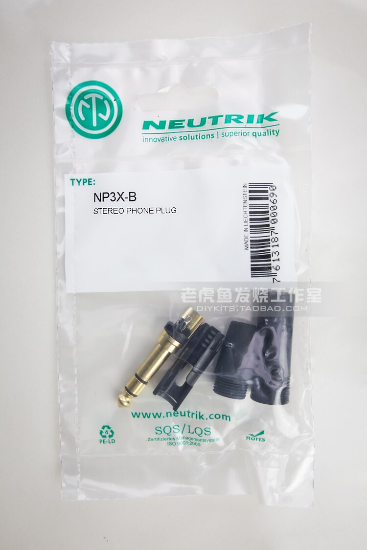 1 pièces suisse Neutrik NP3X-B grand trois cœurs 6.35 stéréo 6.5 Microphone prise de Microphone
