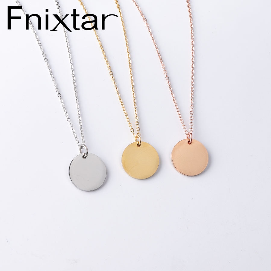 Fnixtar 5 Stks/partij 45Cm Rvs Spiegel Polish Ketting Pvd Plating Ronde Schijf Hanger Neckalce Voor Vrouwen Mode sieraden
