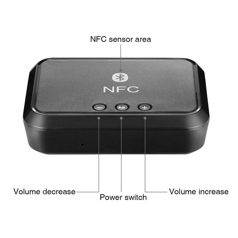 Bluetooth-ontvanger , 2- in -1 bluetooth-ontvanger nfc-compatibele draadloze 3.5mm- o-adapter voor stereogeluidssysteem met groot bereik