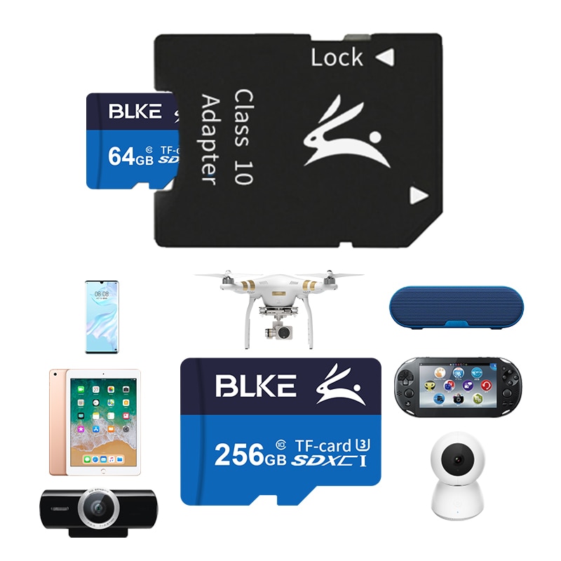 BLKE TF Card Class10 UHS-I U3 Micro SD Card 32G 64g 128G 256gb for Mobile Phone Tachograph Motion Camera High Speed Memory Card