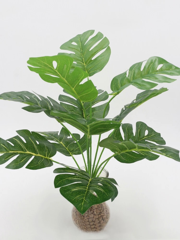 Hoja de palma Tropical de imitación de tortuga, Planta Artificial, decoración de playa de jungla para hawaiana
