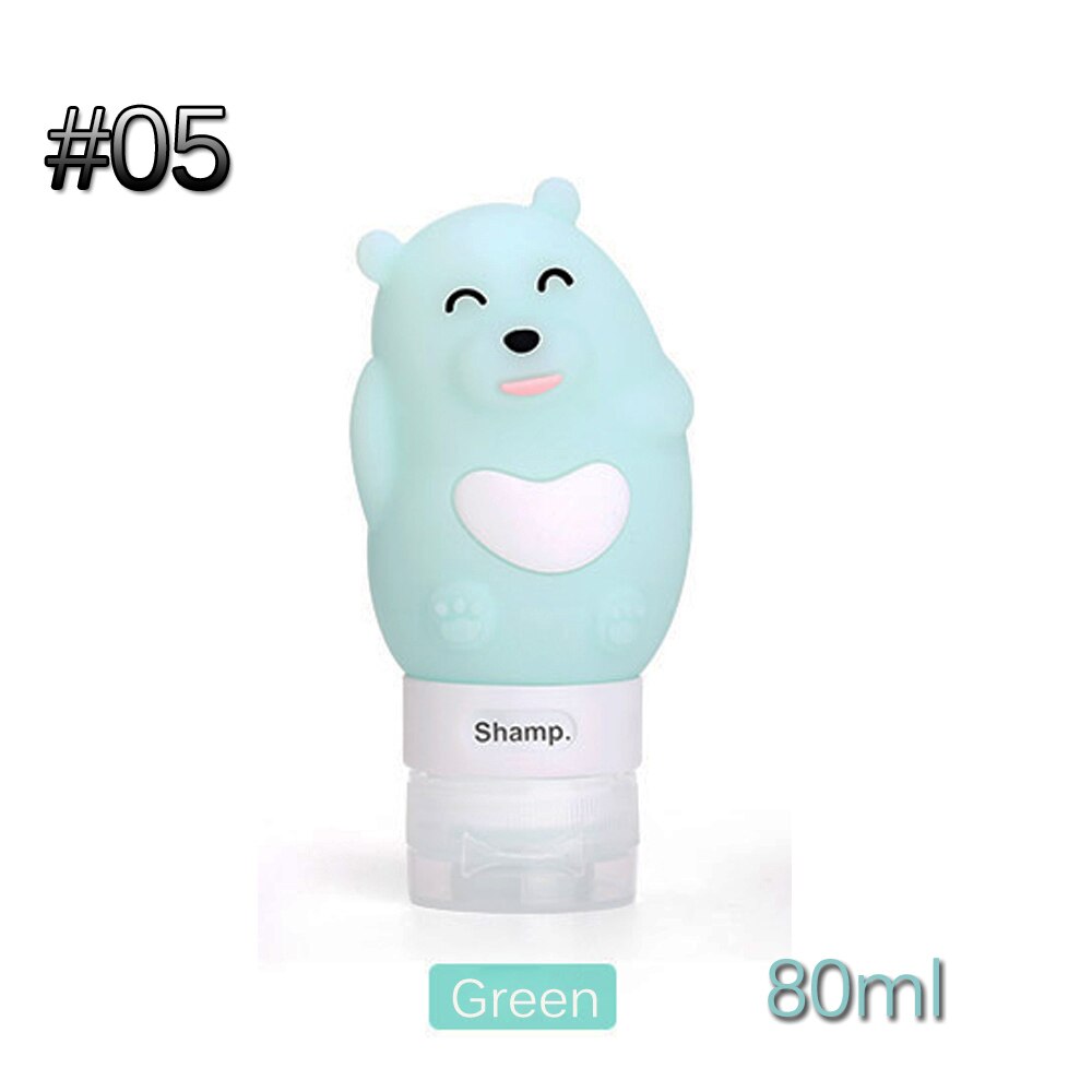 60/80/90 Ml Food-Grade Siliconen Flessen Makeup Shampoo Douchegel Lotion Sub-Bottelen Buis leuke Reizen Squeeze Lege Fles: Type2-80ml green