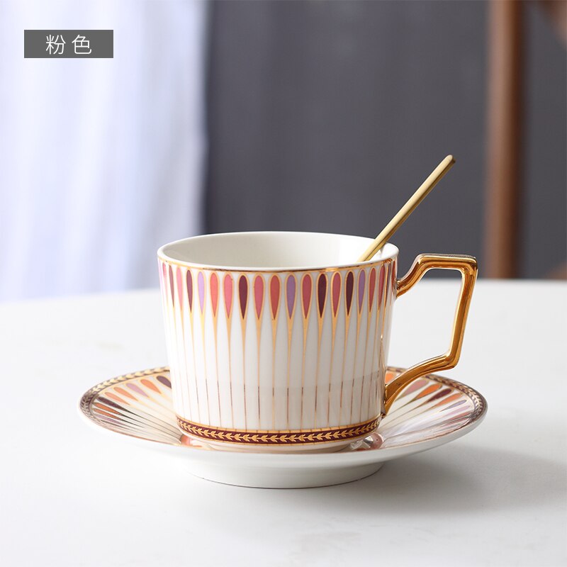 Nordic Aesthetic Coffee Cup and Saucer Set Ceramic Creativity Luxury Coffee Cups Modern Caneca Mugs BC50BD: Style2