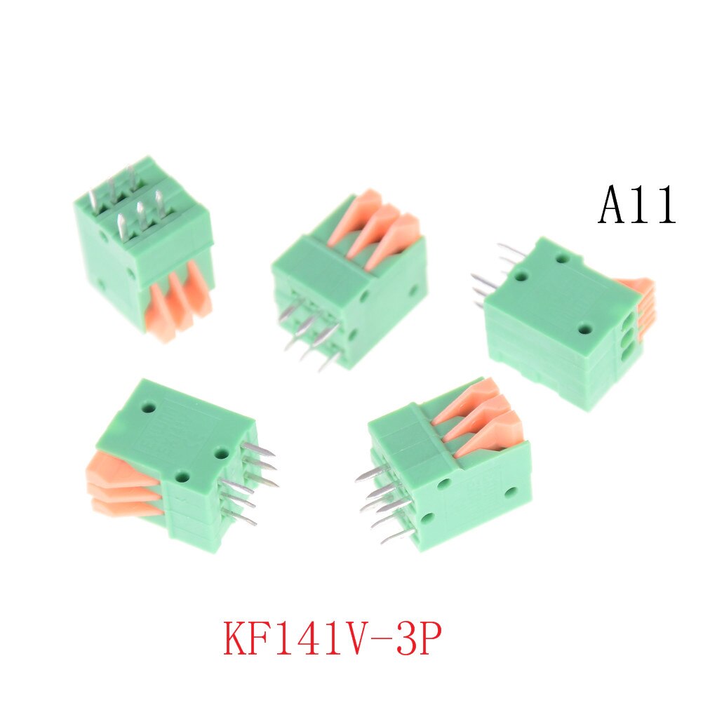 5 stk huxuan  kf141r kf141v 2.54mm delte pcb lige fodstik 2/3/4/5/6/7/8/9/10p fjederskræløs kobberklemme: 11
