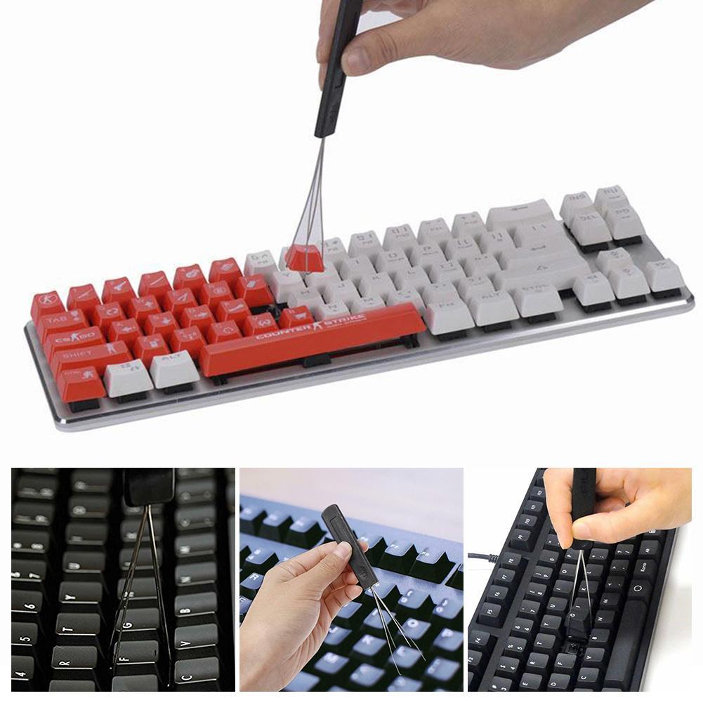 Staal Toetsenbord Sleutel Keycap Puller Plastic Handvat Verwijderen Dust Keyboard Tool Starter Aid Lossen Reiniging Cleaner B5D6