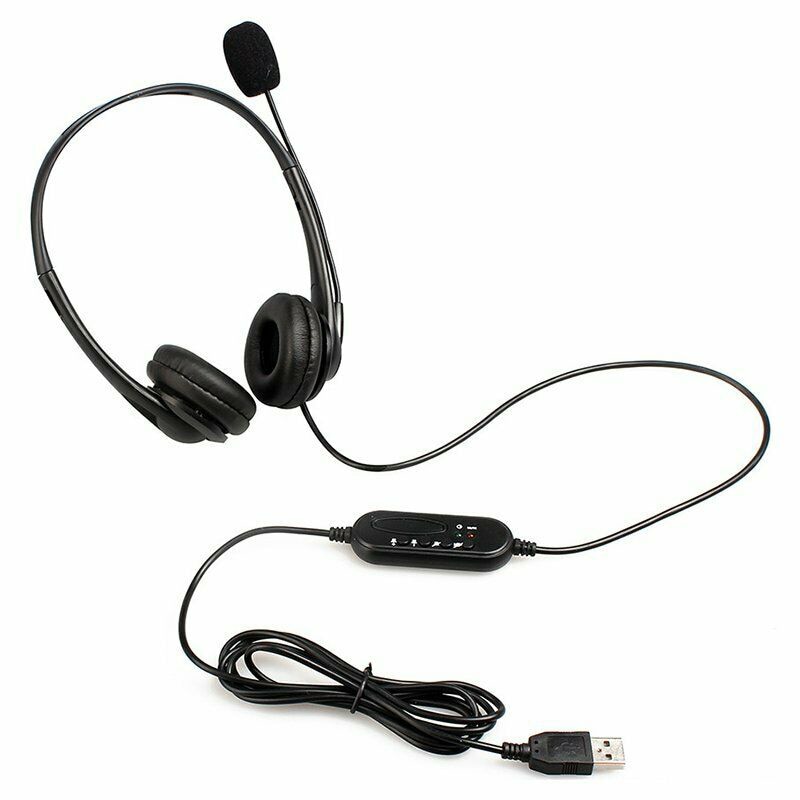 1 Pcs Call Center Wired Headset Over-the-Head USB Noise Canceling Headphones Flexible Mircrophone For Call Center Office
