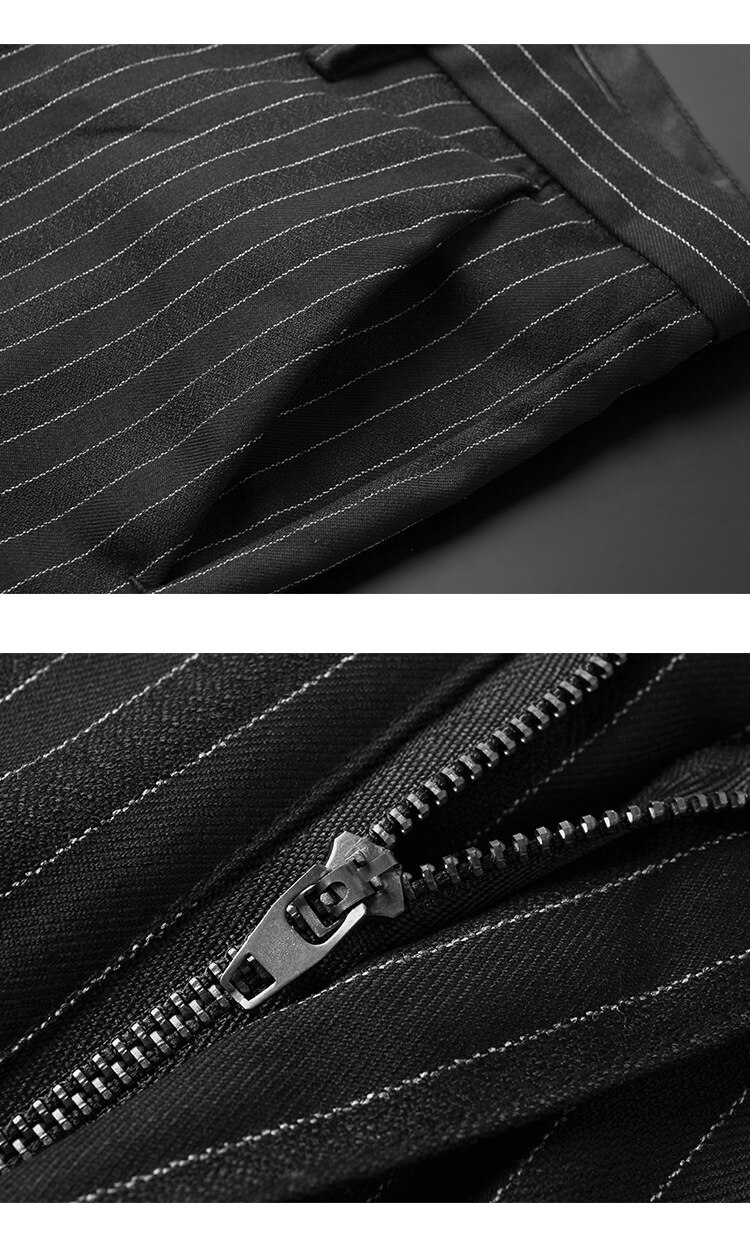 Zomer Gestreept Pak Broek Mannen Grijs Zwart Kleding Business Kantoor Korea Style Regular Fit Mode Jurk Broek Voor Mannen