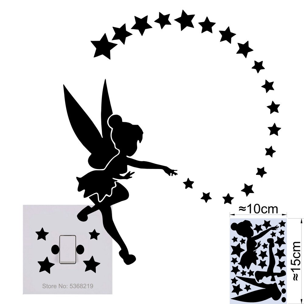 Light Switch Sticker Kids Baby Nursery Room DIY Wall Decoration Cat Fairy Moon Stars Vinyl Decal for Children Bedroom Home Decor: 024