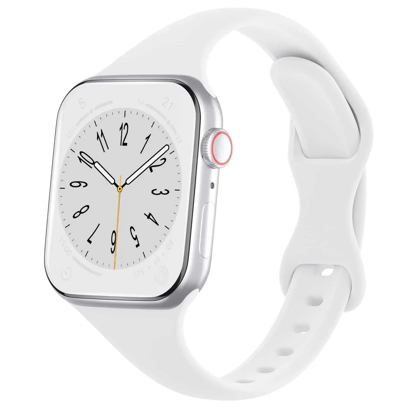 Dünnes Silikonarmband für Apfel Uhr 40 44 mm 45 mm 41 mm 38 mm 42 mm einfarbiges Armbinde für IWatch Serie 3 4 5 6 SE 7 8 9 10: XXL / Sand ROSA