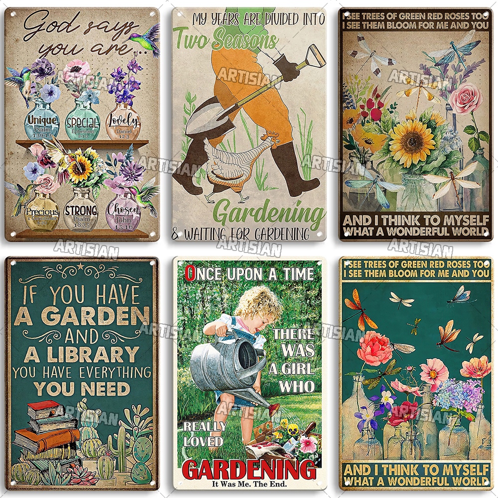 Artisian Tuin Metalen Poster Plant Tin Teken Meisje Decoratieve Plaque Wall Decor Garage Bar Pub Club Hotel Keuken Thuis Man cave