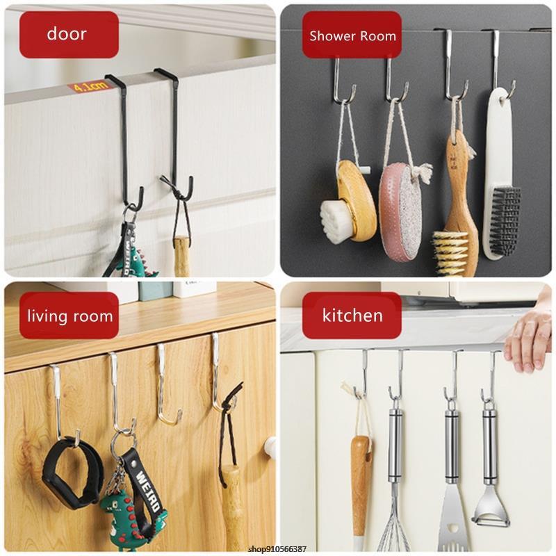 S Shape Hanging Hook Stainless Steel Double S Shaped Storage Hooks for Home Kitchen Bathroom Cabinet Door Key Towel
