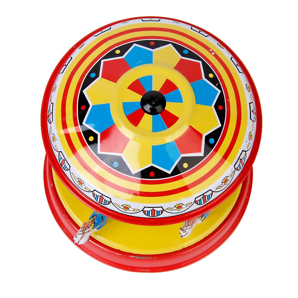 Juguete de hojalata Vintage, modelo de tiovivo, carrusel, de colección