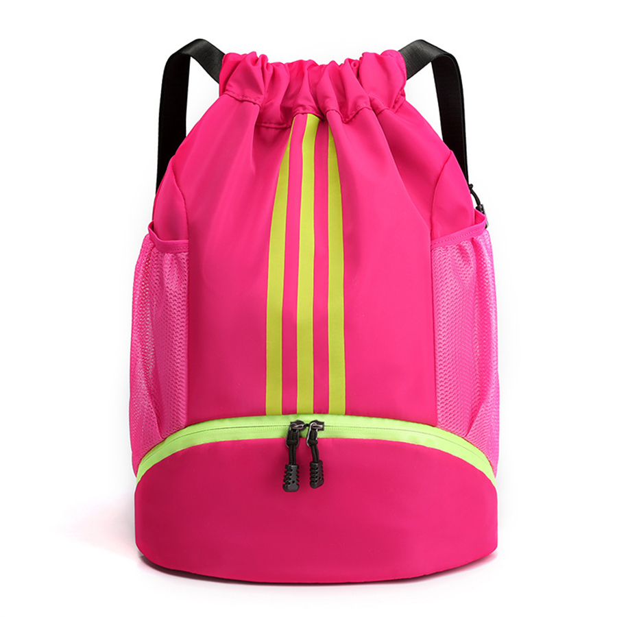 Bolsa de gimnasio, mochila de Fitness para mujeres y hombres, mochila de baloncesto, bolsas de almacenamiento de fútbol al aire libre, mochila deportiva con cordón de entrenamiento: plum