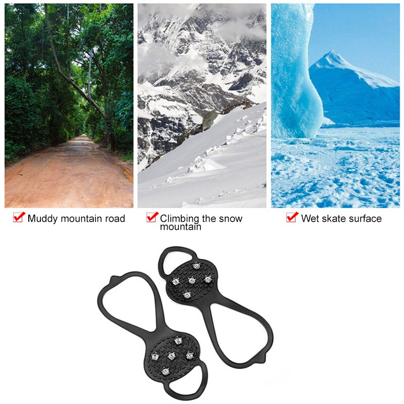 1 Paar Silicone Klimmen Antislip Schoen Grip Ijs Sneeuw Grips Cleat Over Shoe Spikes Studs Stijgijzers SEC88