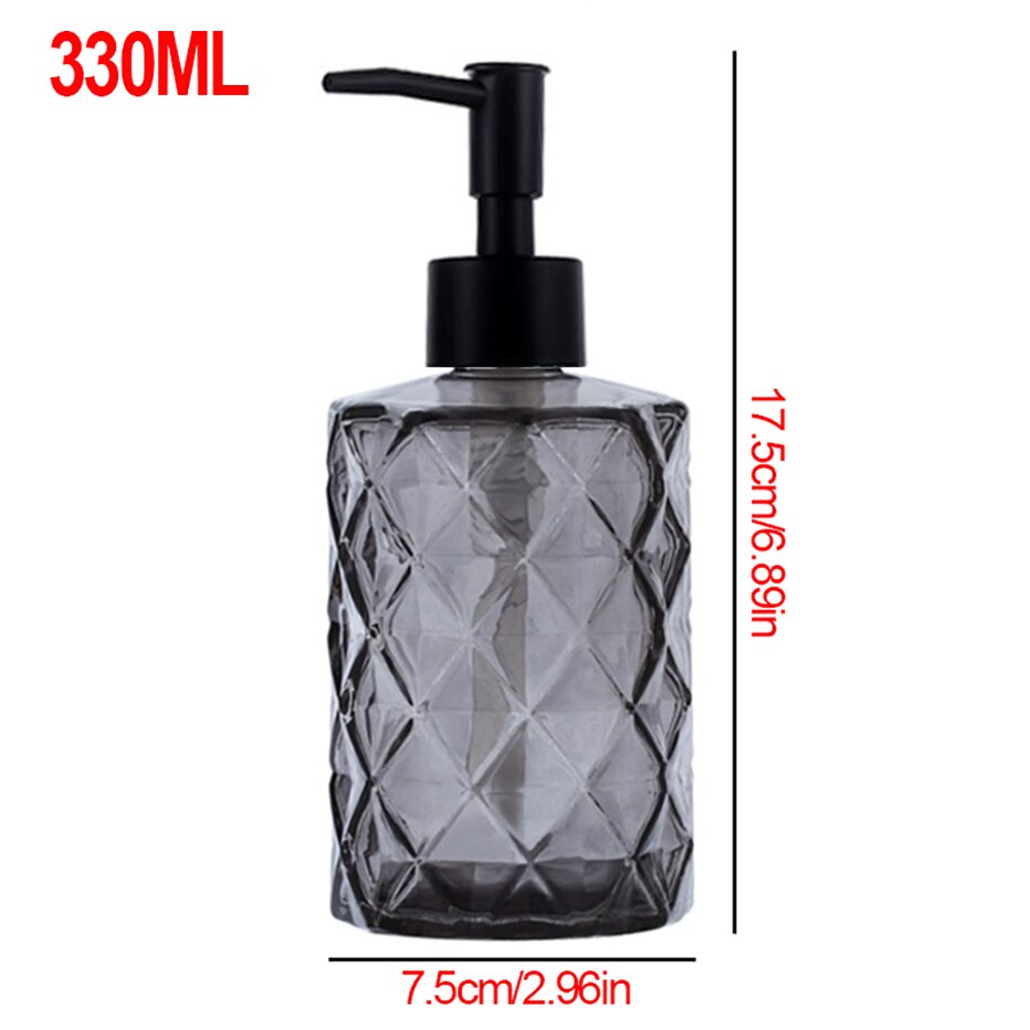 Black Glass Soap Dispenser Hand Sanitizer Bottle Bathroom Large Contain Liquid Storage Empty Bottles 330ML