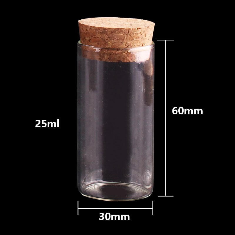 Dia 30mm: 15ml 25ml 30ml 35ml 40ml 50ml 60mlTransparent Glass Test Tube Vials Terrarium with Cork Stopper Glass Container 24pcs: 25ml