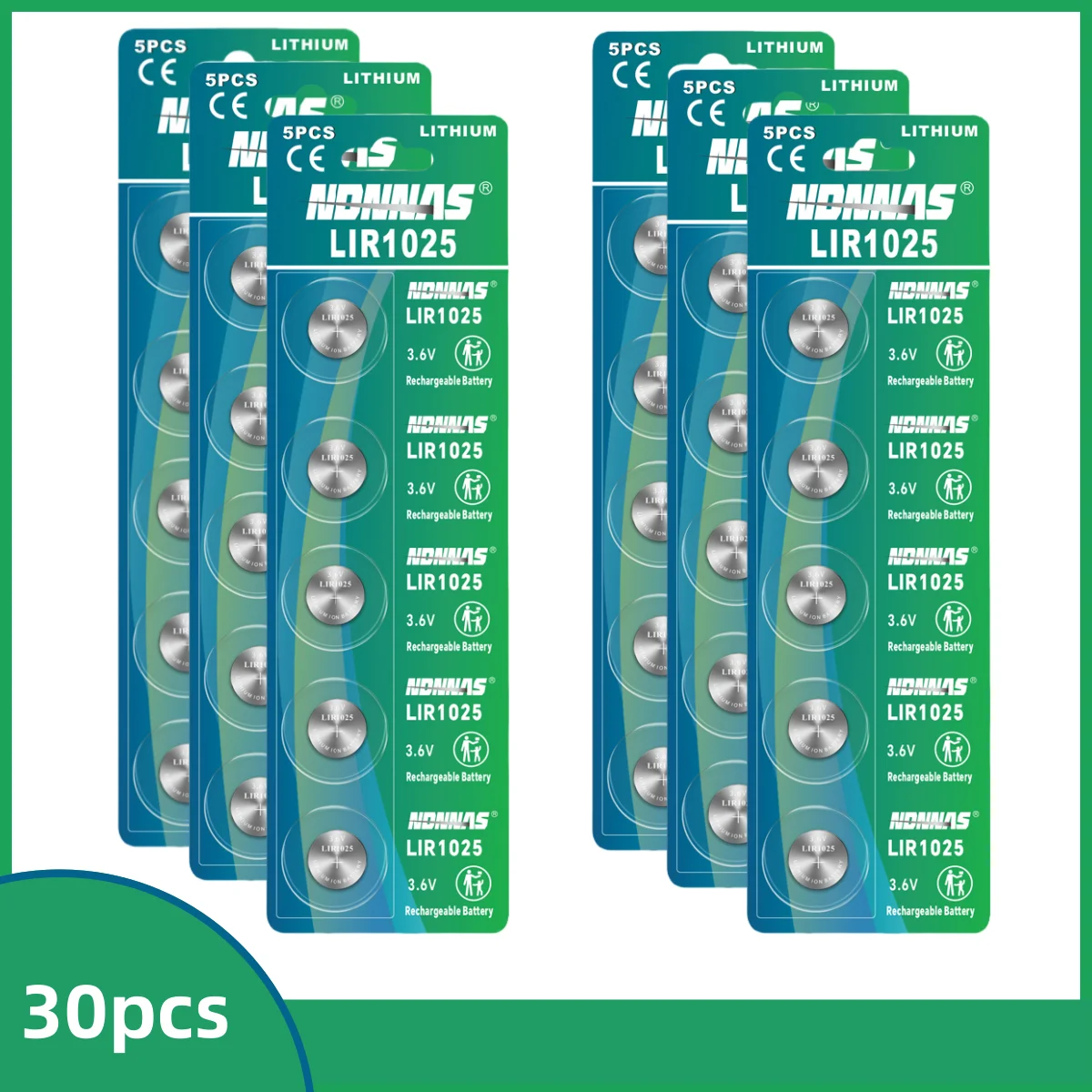 LIR1025 Rechargeable Button Cell 3.6V Rechargeable Battery can Replace 3V CR1025 Lithium Battery: green