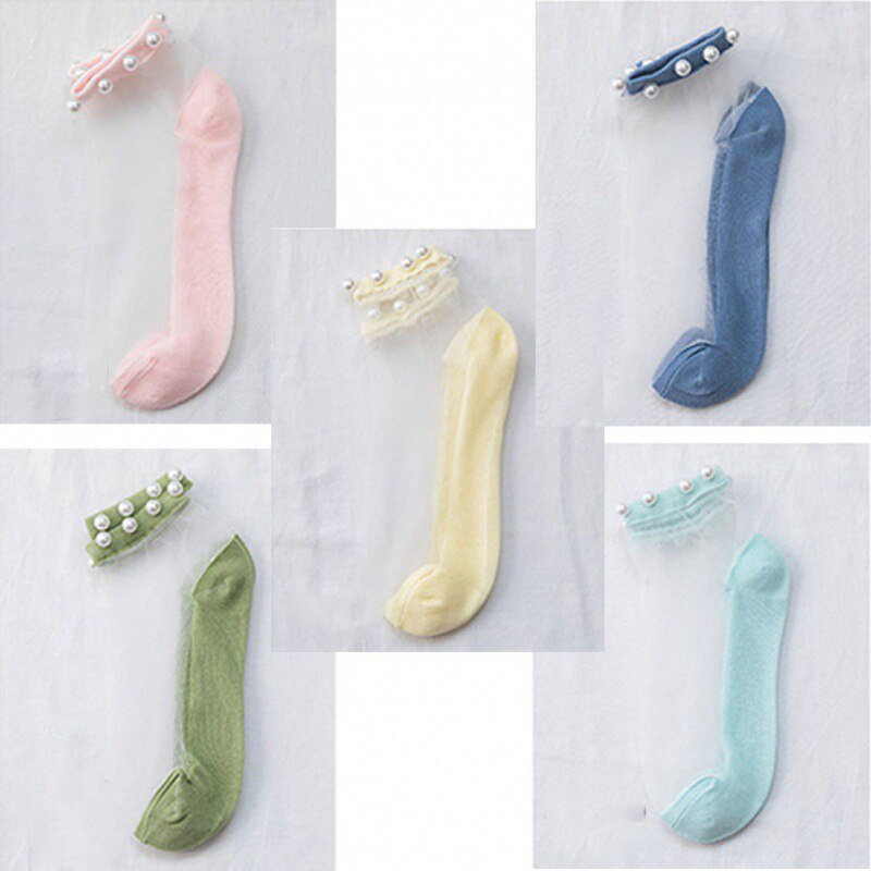 Calcetines transparentes de malla para mujer y niña, medias transparentes ultrafinas de encaje, 5 piezas, M09: 3