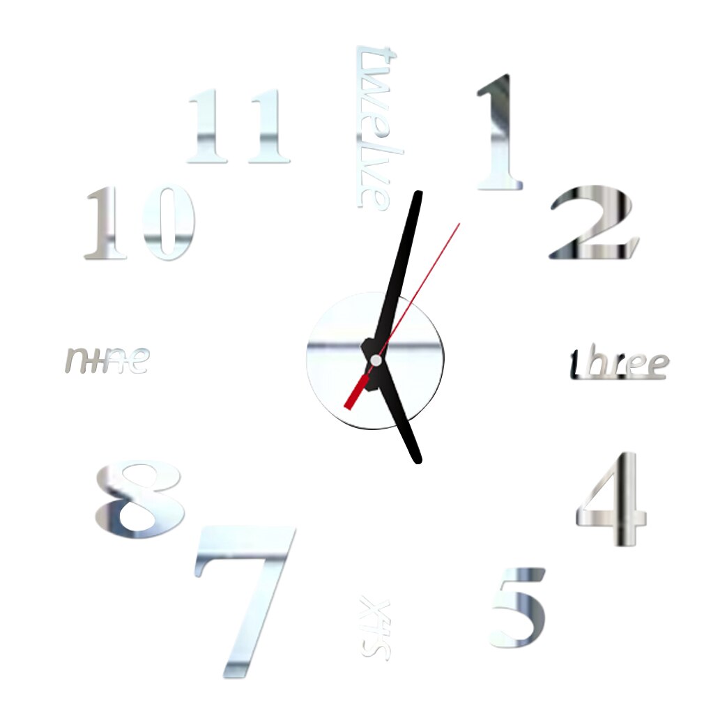 3D Wall Clock Mirror Wall Stickers Removable Self-Adhesive Art Decal Wall Clocks Home Decor: B