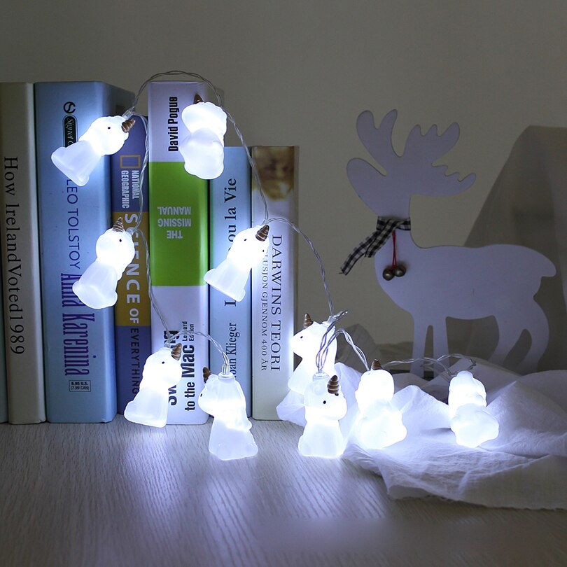 Juldekoration ljus 1.5m 10 led söt enhörning huvud led sträng nattljus romantiskt bröllop gynnar heminredning lyktor lampa