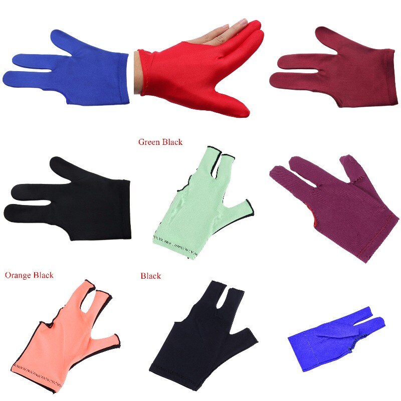 1pc trois doigts doigt complet billard billard billard gant pour main gauche Lycra tissus couleur Pure billard accessoire