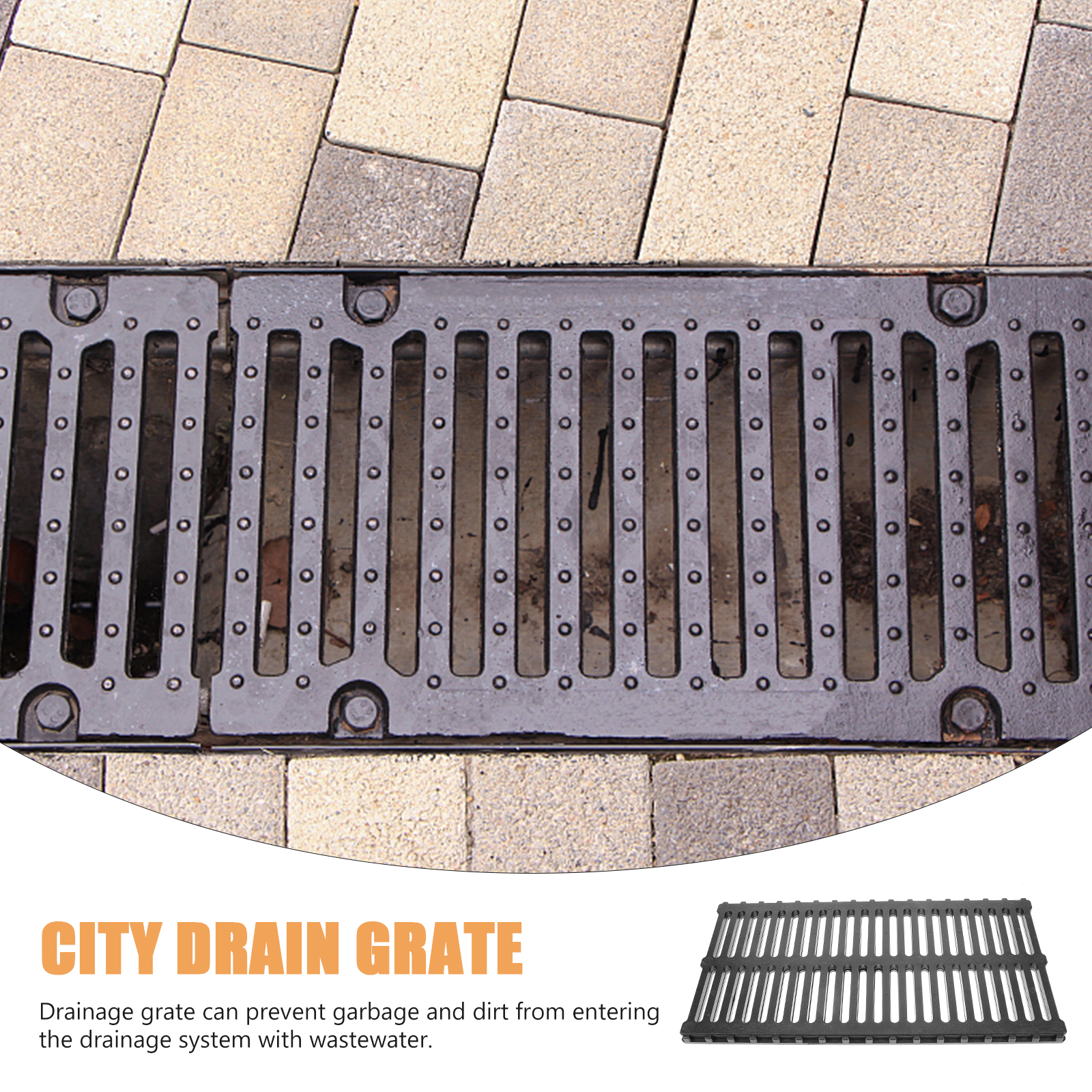 Plastic Trench Cover 500x200x20mm Drain Grate Kitchen Restaurant Sewer Replaceable City Drainage Accessories Resin Manhole Cover