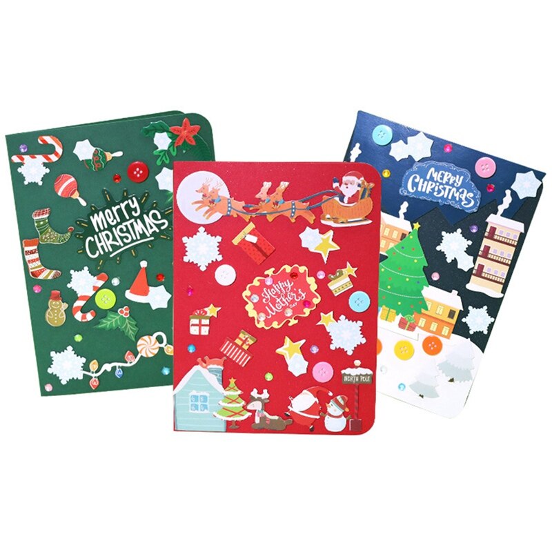 3pcs/set Of Christmas Diy Handmade Greeting Card, Christmas Year Greeting Card, Greeting Card And Envelope: Default Title