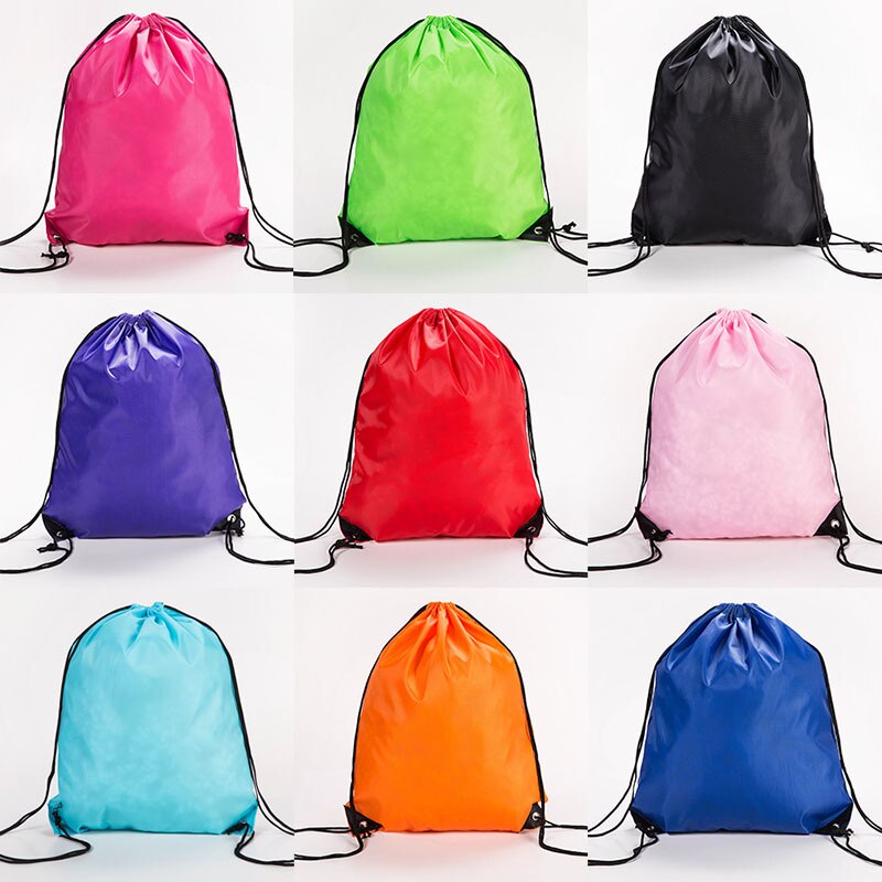 Mannen Vrouwen Polyester Waterdichte Toevallige Tas Dikker Trekkoord Riem Rijden Rugzak Draagbare Trekkoord Schoenen Kleding Tassen: 1pc random color