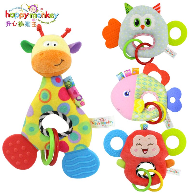 Plüschtier für neugeborene, kleinkinder, weiche rasseln, beißRing mit musik, hängeglocke, babyspielzeug
