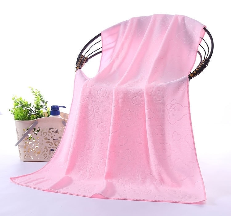 70 x 140cm ultrafin cellulosa färg tecknad jacquard kvinnor hem bärbar snabb torr gym yoga magiskt bad stor handduk strand badrock: Rosa