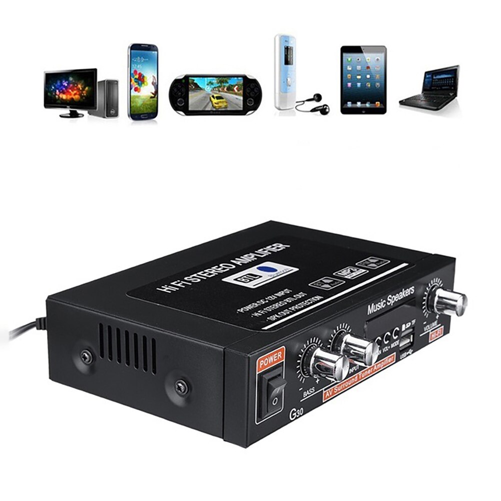 Bluetooth Car Audio Eindversterker G30 HIFI Bluetooth FM Radio Speler Ondersteuning SD USB DVD MP3 met Afstandsbediening