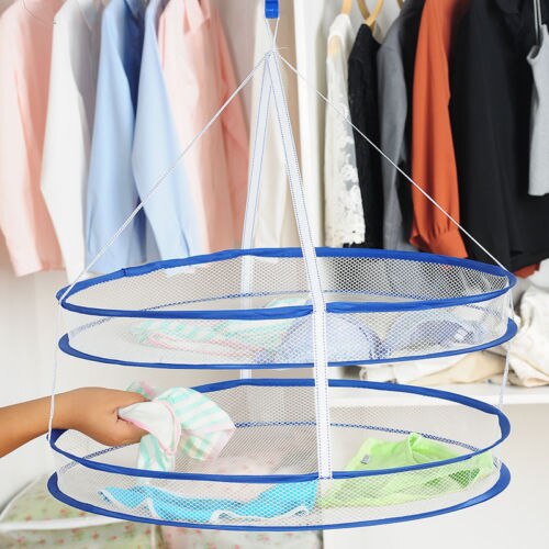 Dobbelt hængende tøj vasketøjskurv tørretumbler net mesh sweater tørrestativ foldning yh -460627