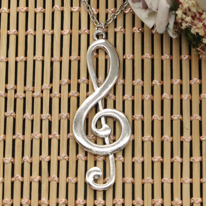 Pendentif pour Note de musique, nouvelle , chaîne ronde croisée courte et longue, collier couleur argent pour bricolage, bijoux: 90cm / cross chain