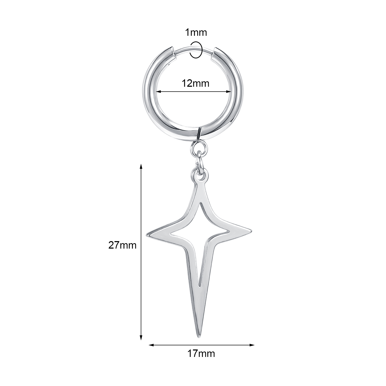 Zs 1Pc 20G Punk Zwaard Oorbel Rvs Kwastje Oorringen Zwarte Ketting Oor Hoepel Voor Dna Jongen crossear Piercing Sieraden: WHITE / Puur Goud Kleur